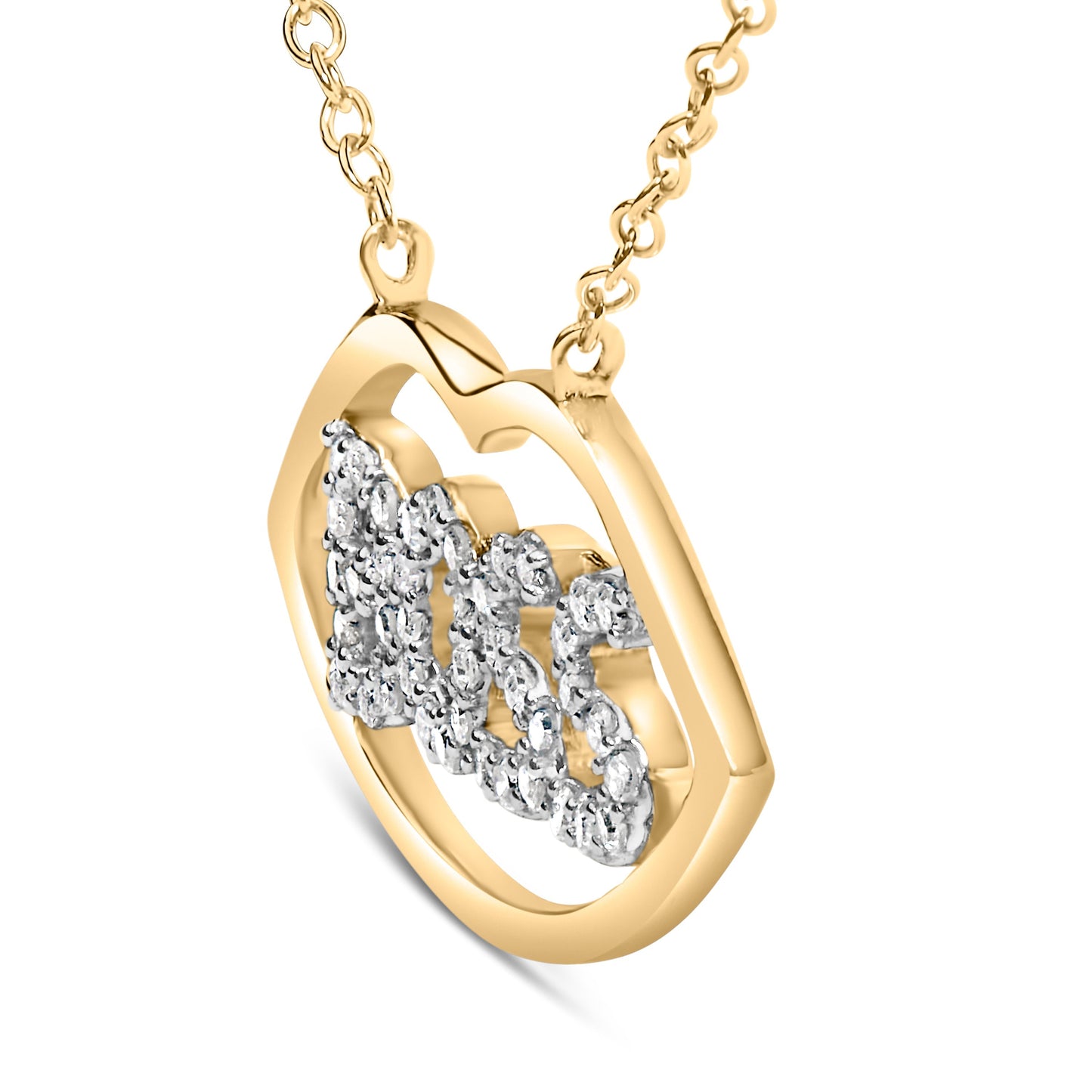 14K Yellow Gold Plated Silver 1/4 Cttw Diamond "Boss" Pendant Necklace - 18 Inch Bids.com