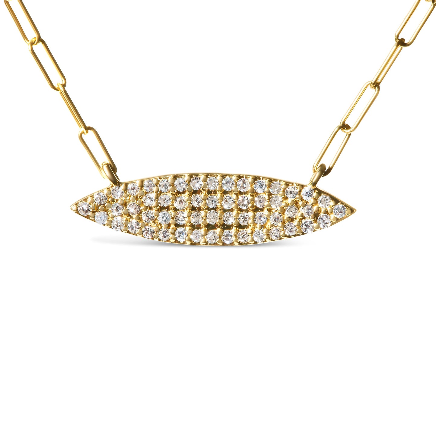 14K Yellow Gold 3/8 Cttw Two-Strand Marquise and Bar Charm Paper Clip Link Pendant Necklace  (I-J Color, I1-I2 Clarity) -18" and 20" Inch Lengths Bids.com