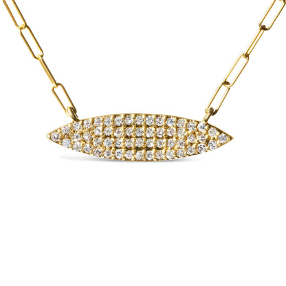14K Yellow Gold 3/8 Cttw Two-Strand Marquise and Bar Charm Paper Clip Link Pendant Necklace  (I-J Color, I1-I2 Clarity) -18" and 20" Inch Lengths Bids.com