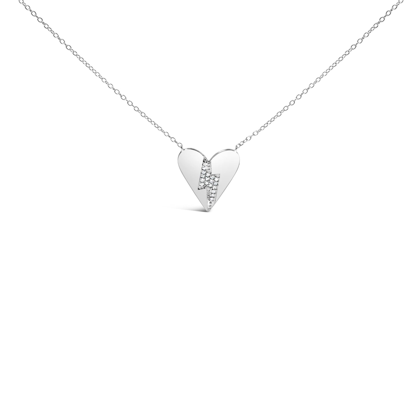 .925 Sterling Silver Diamond Broken Heart Pendant Necklace (H-I Color, I1-I2 Clarity) - 18" Inches Bids.com