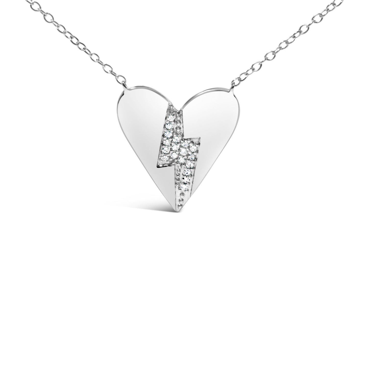 .925 Sterling Silver Diamond Broken Heart Pendant Necklace (H-I Color, I1-I2 Clarity) - 18" Inches Bids.com