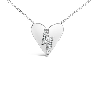 .925 Sterling Silver Diamond Broken Heart Pendant Necklace (H-I Color, I1-I2 Clarity) - 18" Inches Bids.com