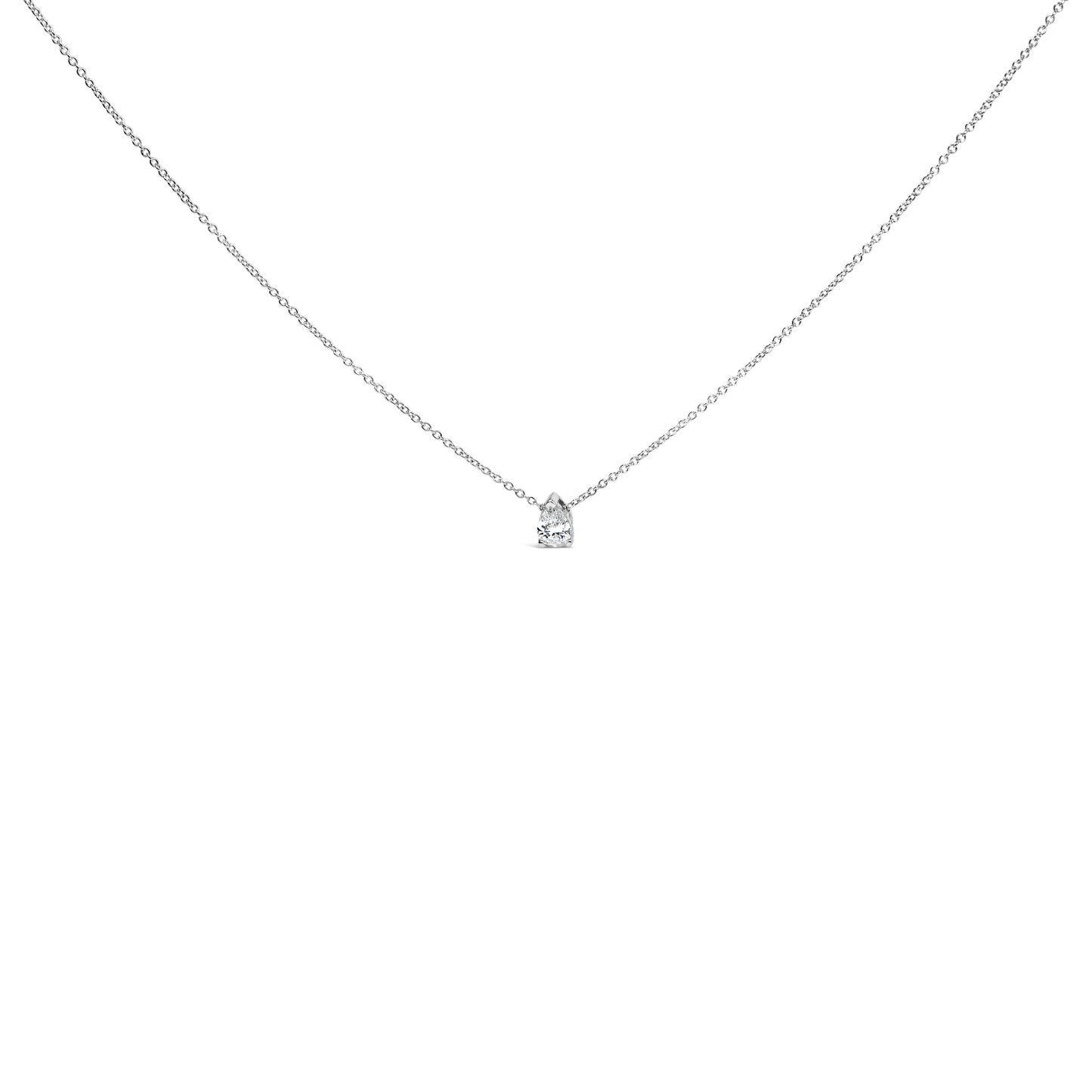14K White Gold 1/2 Cttw Pear Shape Lab-Grown Diamond 3-Prong Solitaire Pendant Necklace 18 Inch (F-G Color, VS2-SI1 Clarity) Bids.com