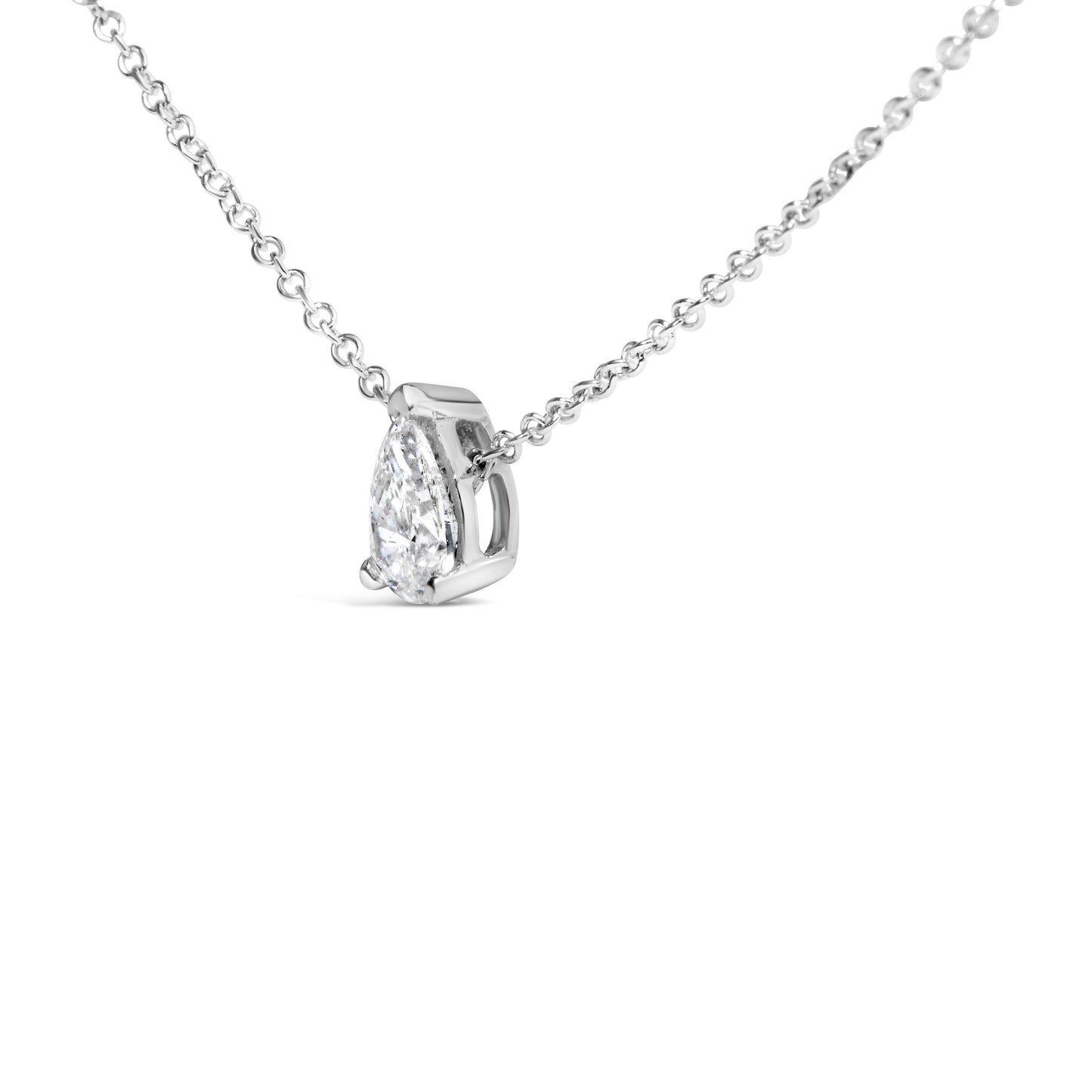 14K White Gold 1/2 Cttw Pear Shape Lab-Grown Diamond 3-Prong Solitaire Pendant Necklace 18 Inch (F-G Color, VS2-SI1 Clarity) Bids.com