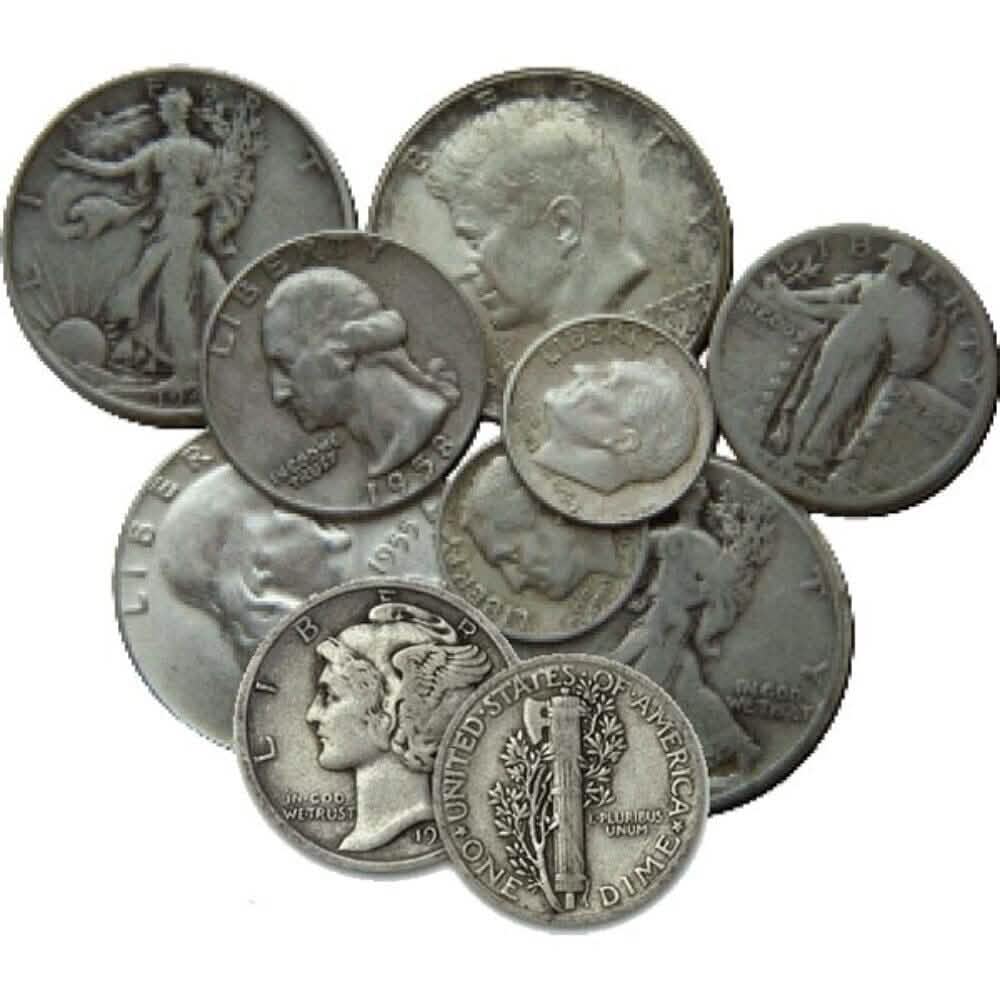 90% Junk Silver Coins $1 Face Value - Mixed Coins Average Circulated Condition DailySale