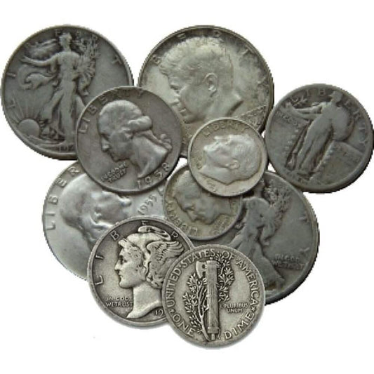 90% Junk Silver Coins $1 Face Value - Mixed Coins Average Circulated Condition DailySale