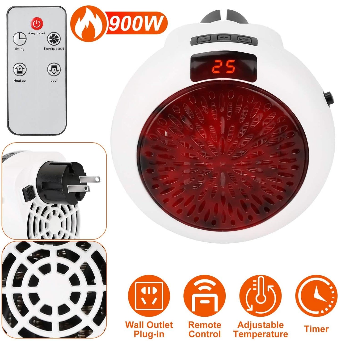 900W Portable Heater Fan with Remote Control DailySale