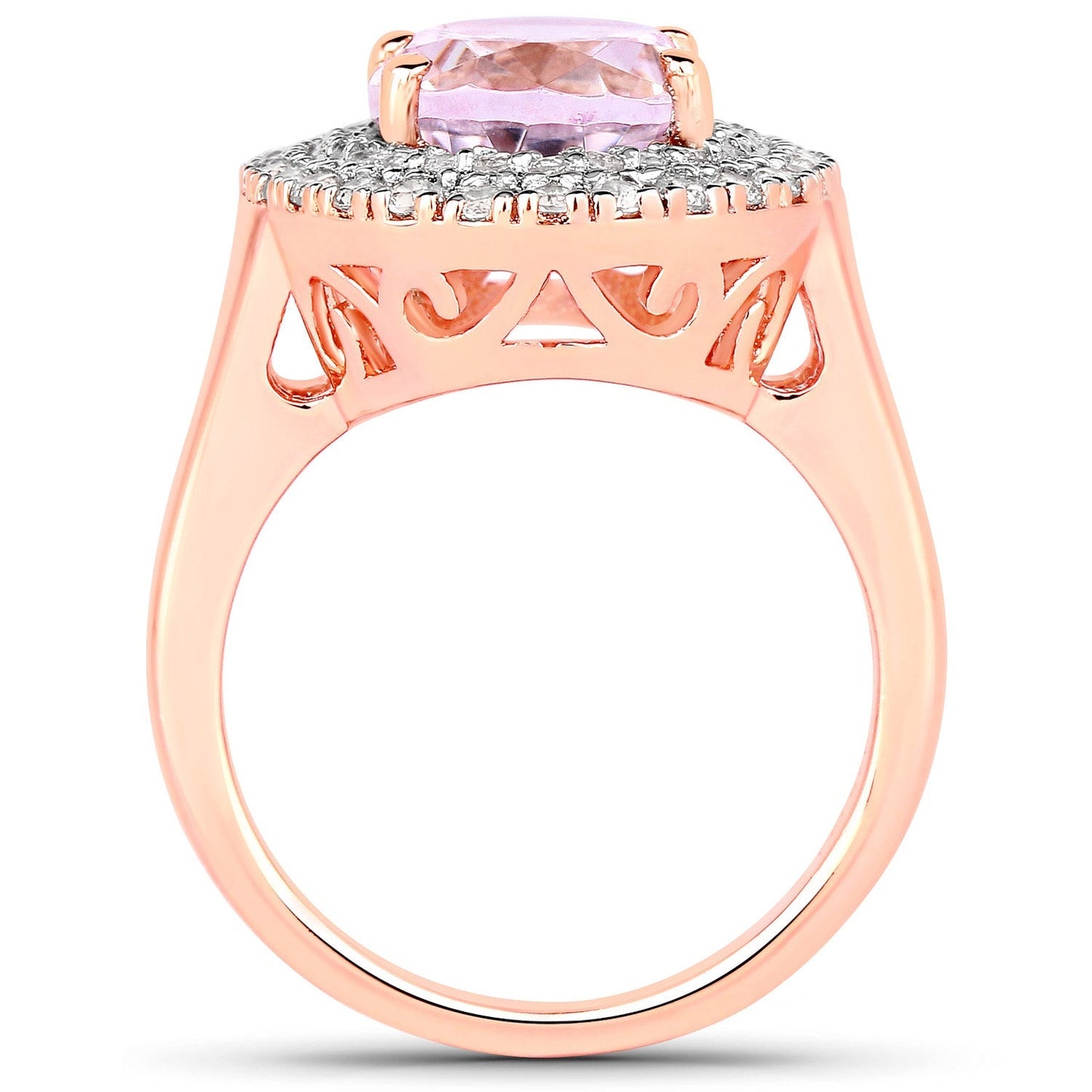 5.48 Carat Genuine Kunzite and White Topaz .925 Sterling Silver Ring Bids.com
