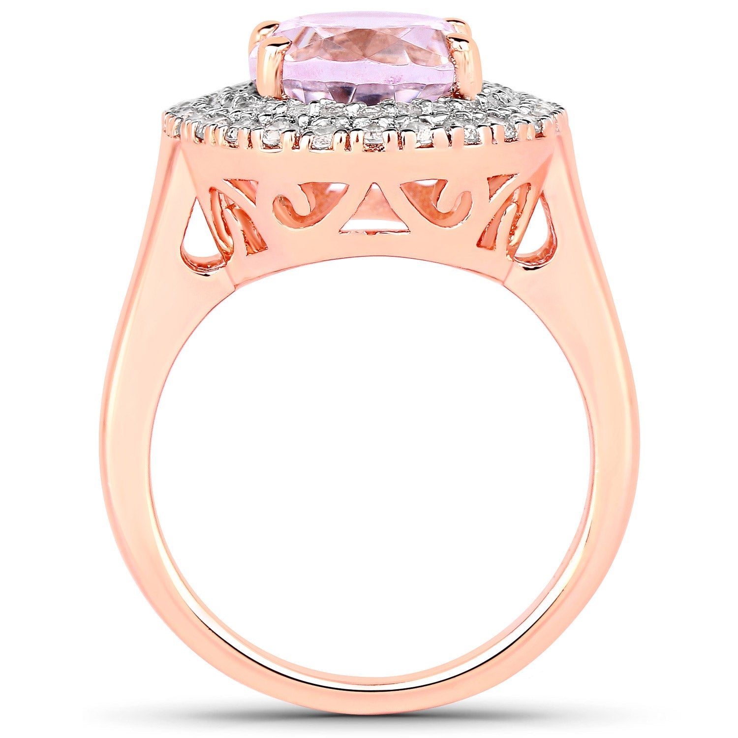 5.48 Carat Genuine Kunzite and White Topaz .925 Sterling Silver Ring Bids.com
