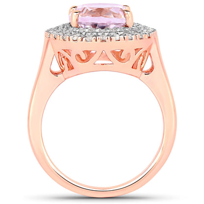 5.48 Carat Genuine Kunzite and White Topaz .925 Sterling Silver Ring Bids.com
