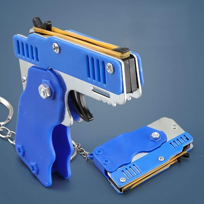 Foldable Metal Rubber Band Launcher Toy Keychain DailySale