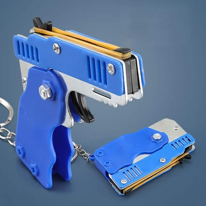 Foldable Metal Rubber Band Launcher Toy Keychain DailySale