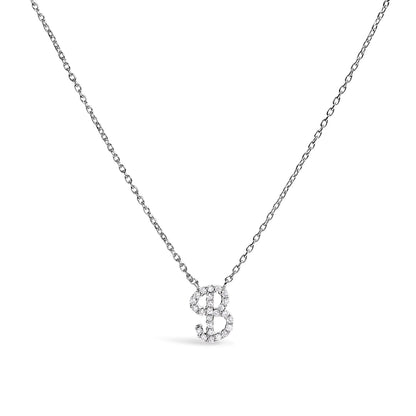10K White Gold Diamond Accent "A" Initial Script Style Pendant Necklace Bids.com