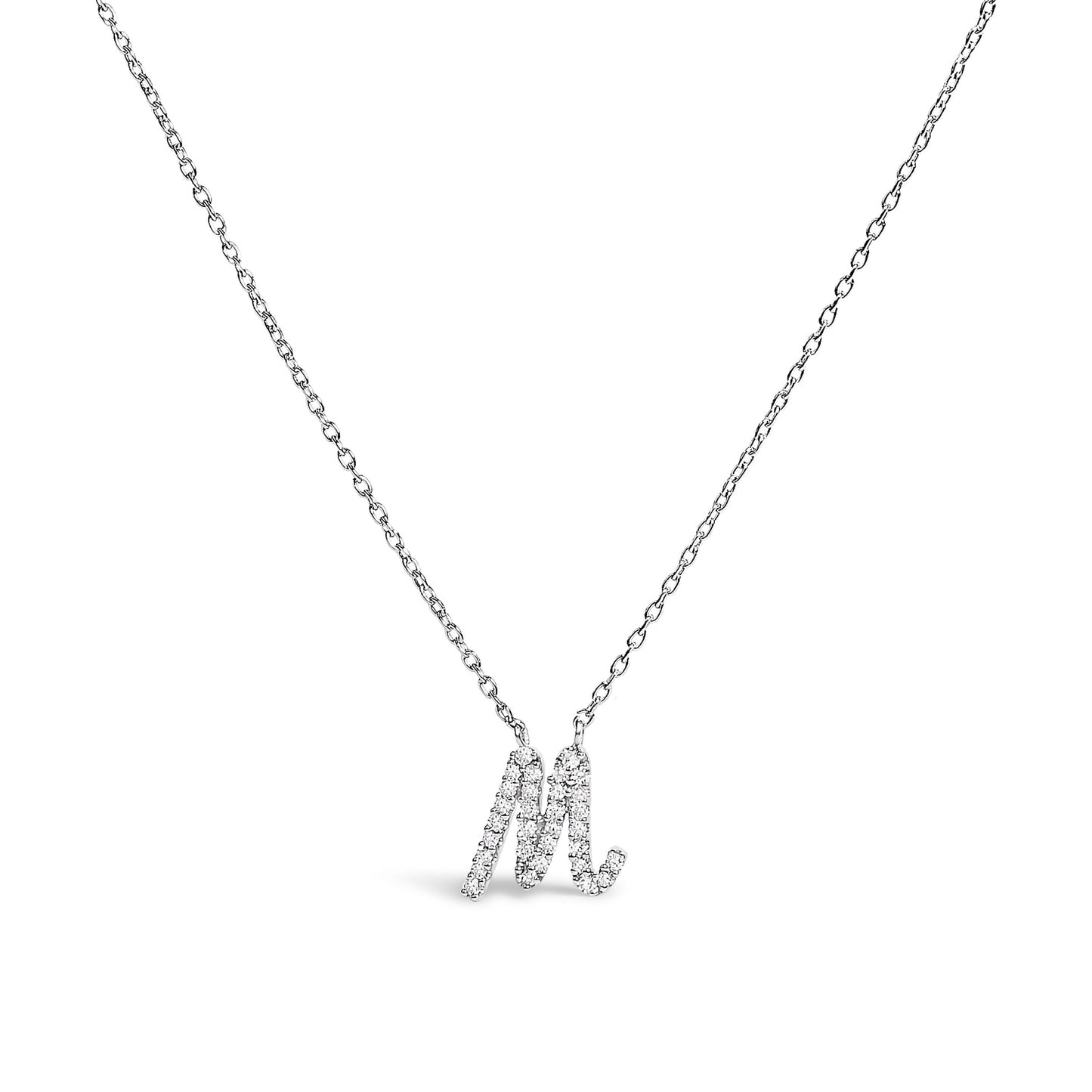 10K White Gold Diamond Accent "A" Initial Script Style Pendant Necklace Bids.com