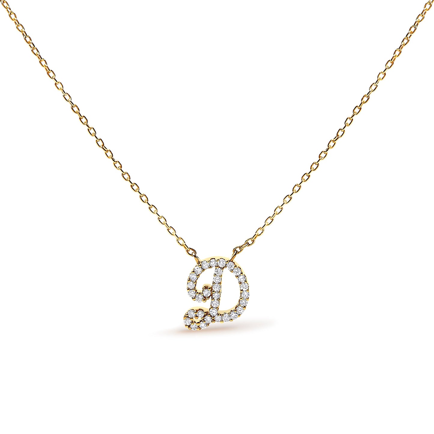 10K White Gold Diamond Accent "A" Initial Script Style Pendant Necklace Bids.com