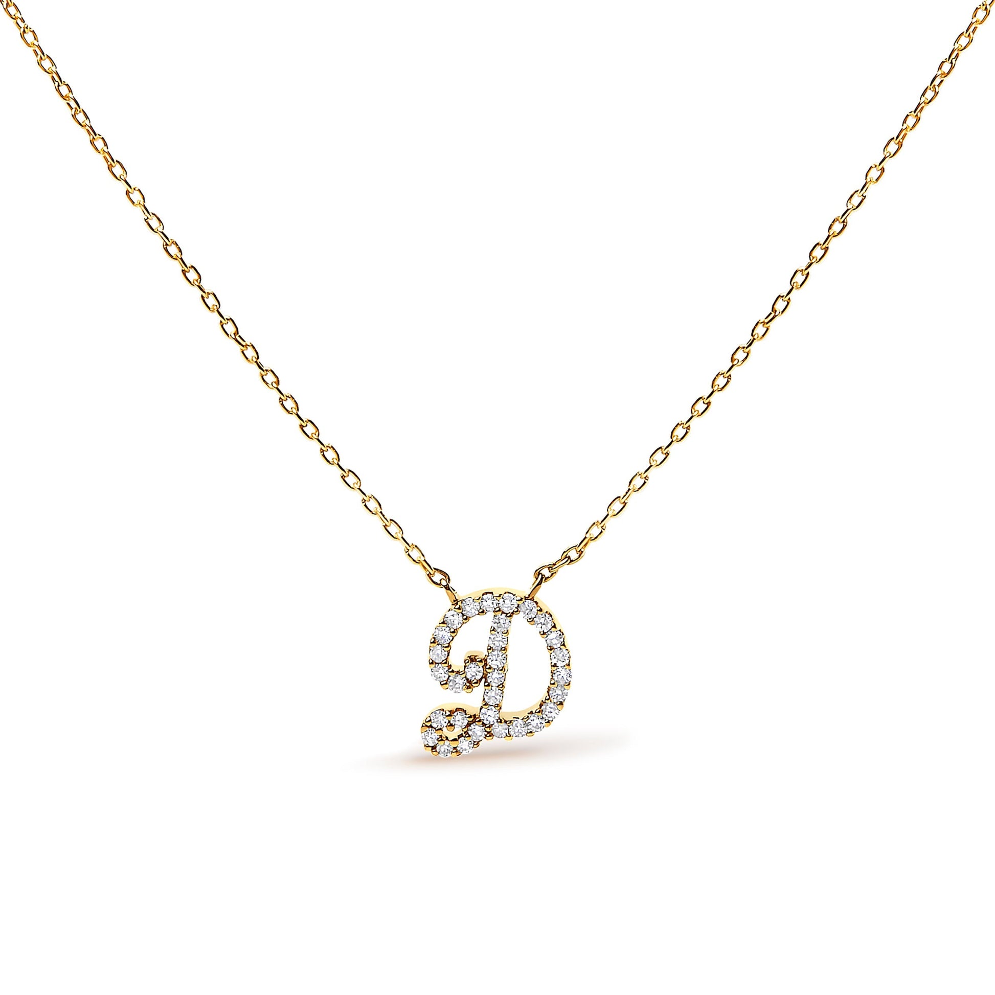 10K White Gold Diamond Accent "A" Initial Script Style Pendant Necklace Bids.com