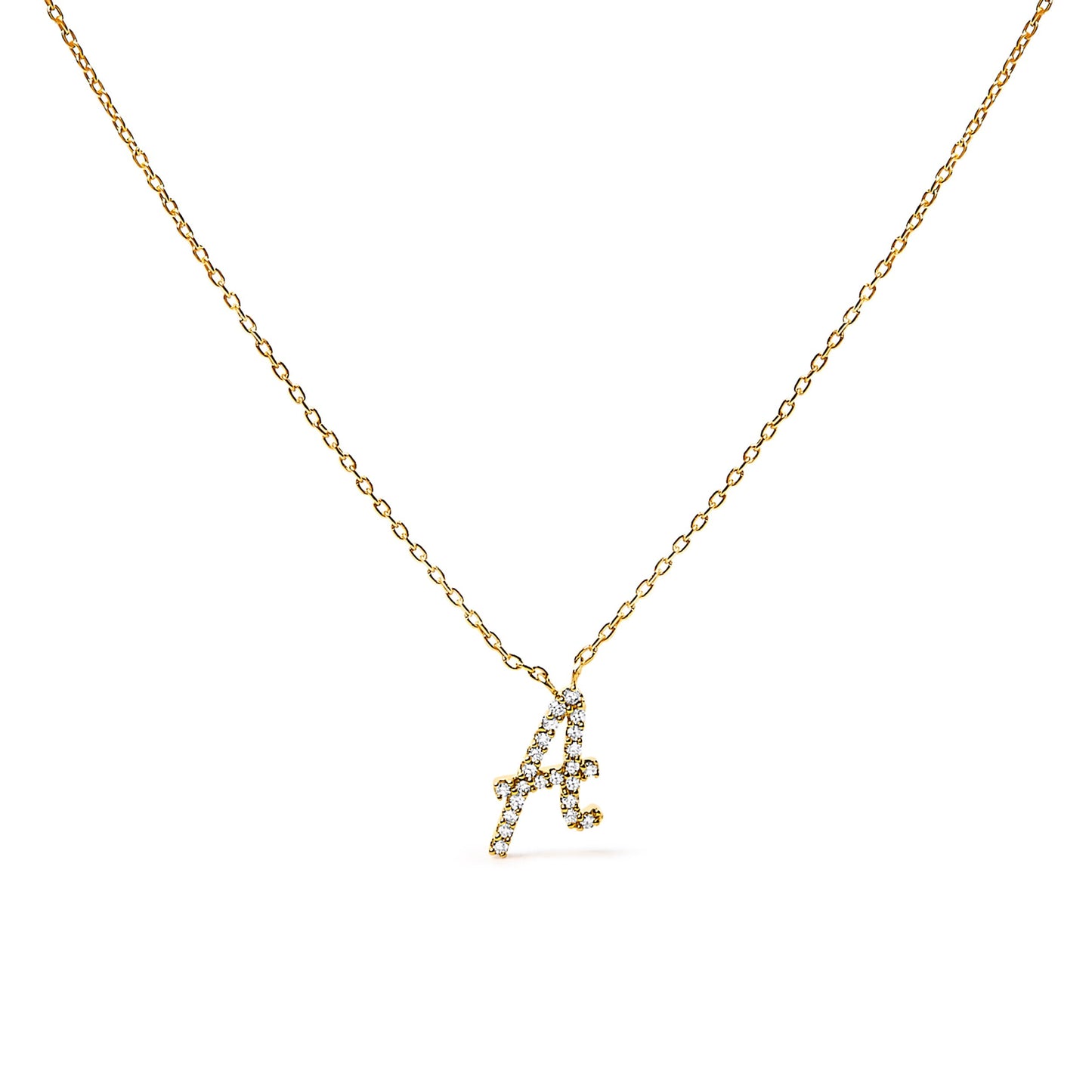 10K White Gold Diamond Accent "A" Initial Script Style Pendant Necklace Bids.com