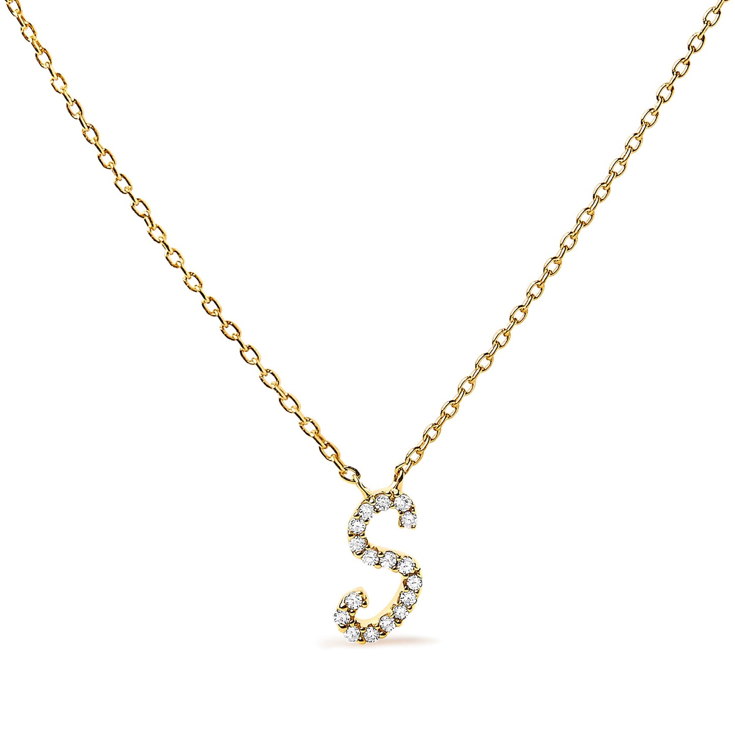 10K White Gold Diamond Accent "A" Initial Script Style Pendant Necklace Bids.com