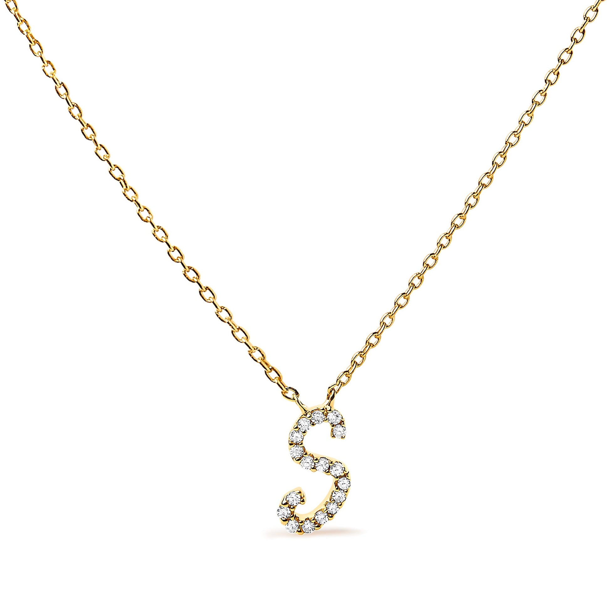 10K White Gold Diamond Accent "A" Initial Script Style Pendant Necklace Bids.com