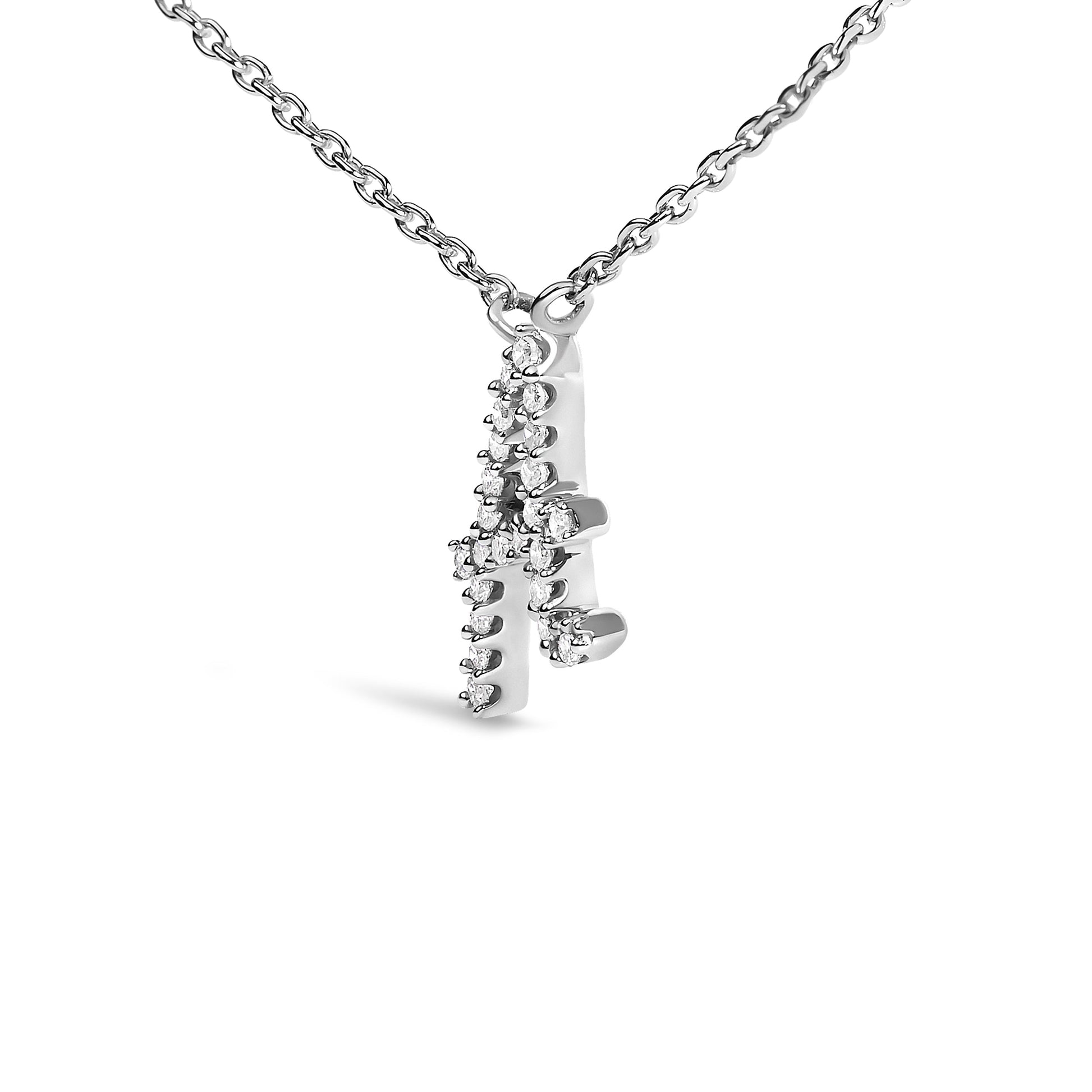 10K White Gold Diamond Accent "A" Initial Script Style Pendant Necklace Bids.com