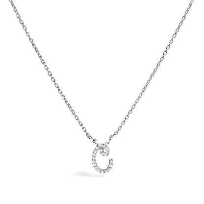 10K White Gold Diamond Accent "A" Initial Script Style Pendant Necklace Bids.com