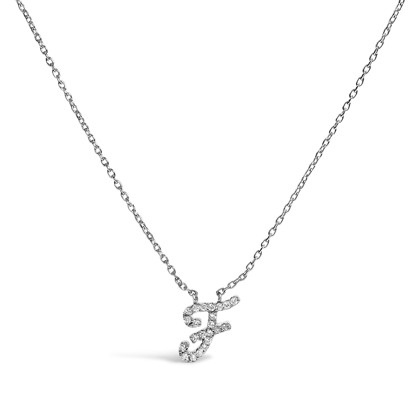 10K White Gold Diamond Accent "A" Initial Script Style Pendant Necklace Bids.com