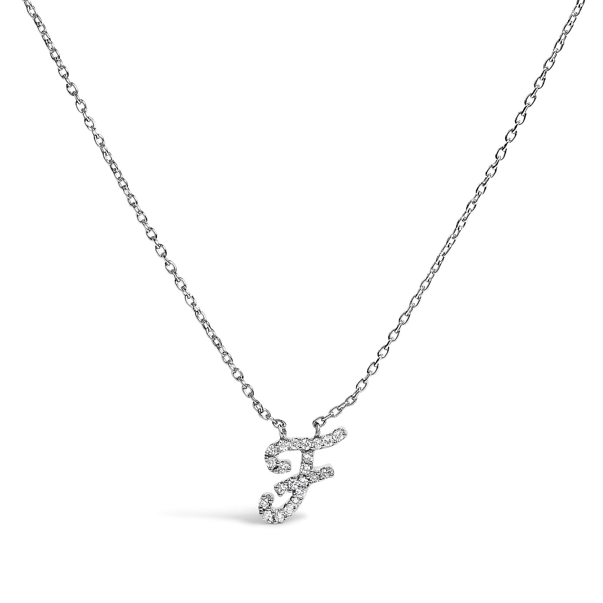 10K White Gold Diamond Accent "A" Initial Script Style Pendant Necklace Bids.com