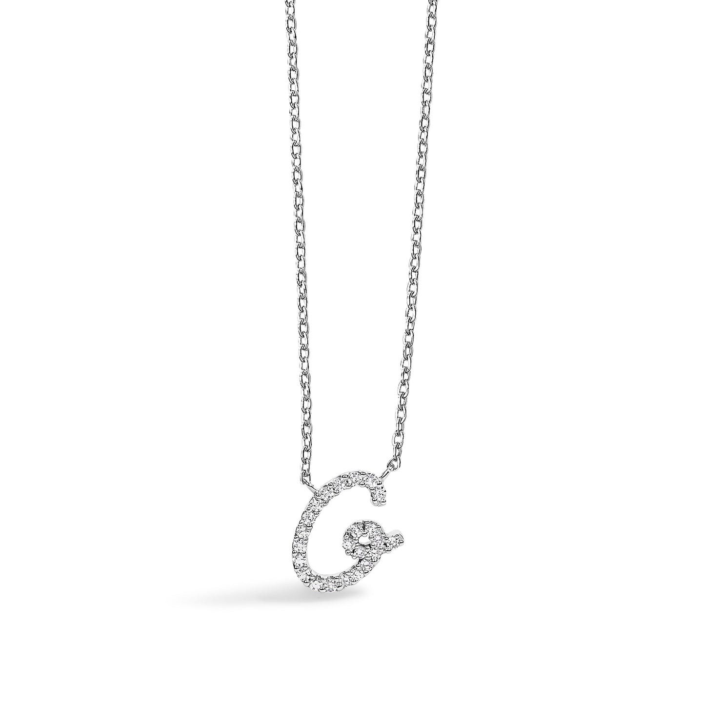 10K White Gold Diamond Accent "A" Initial Script Style Pendant Necklace Bids.com