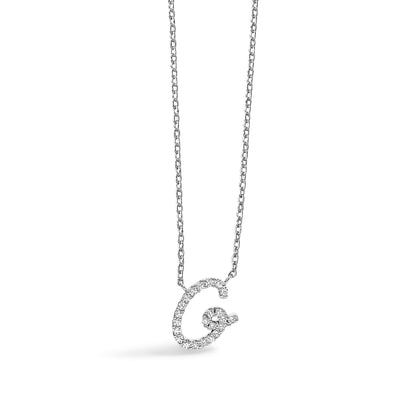 10K White Gold Diamond Accent "A" Initial Script Style Pendant Necklace Bids.com