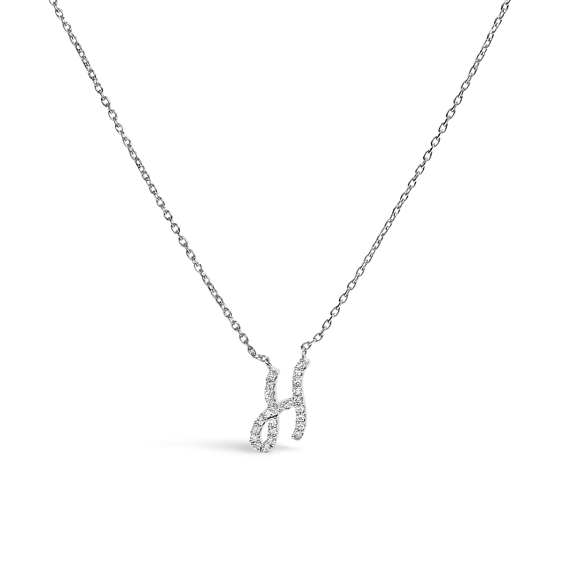 10K White Gold Diamond Accent "A" Initial Script Style Pendant Necklace Bids.com