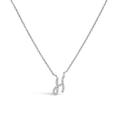 10K White Gold Diamond Accent "A" Initial Script Style Pendant Necklace Bids.com
