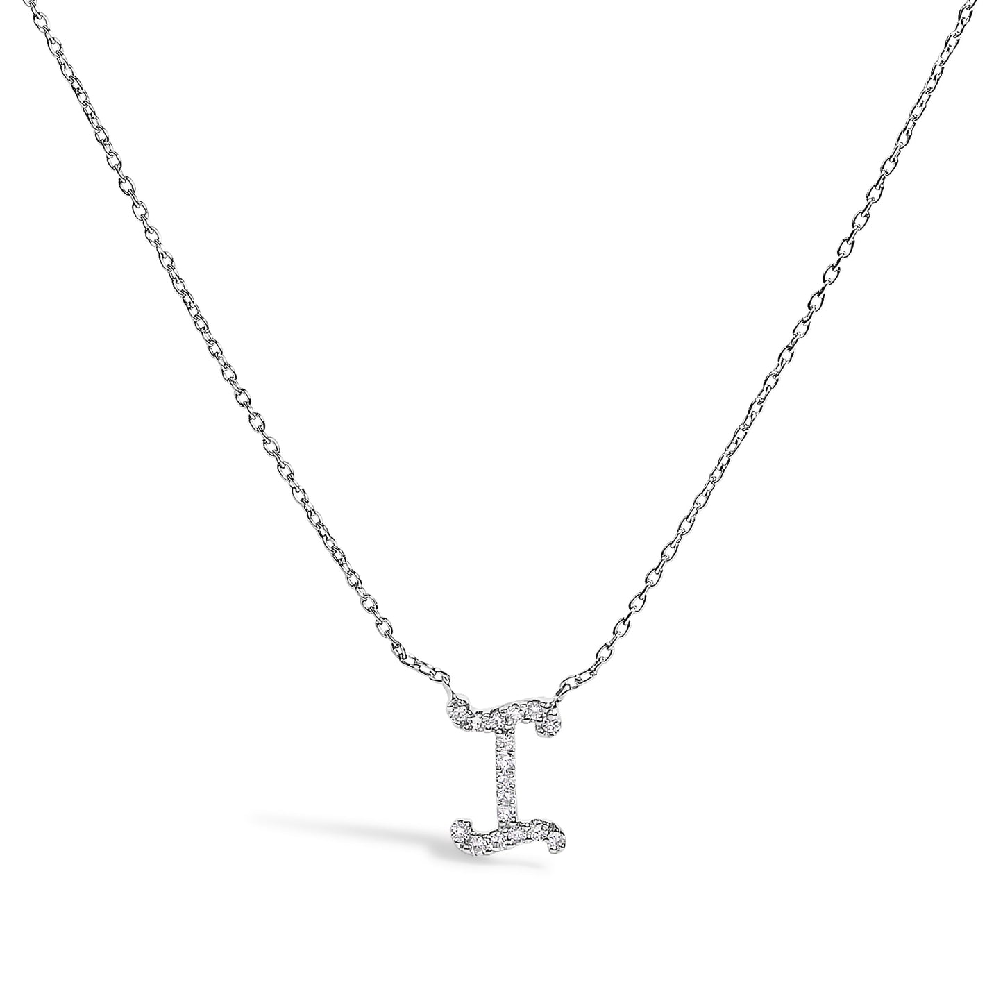10K White Gold Diamond Accent "A" Initial Script Style Pendant Necklace Bids.com