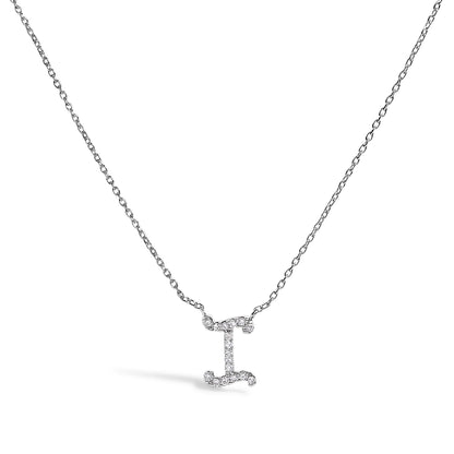 10K White Gold Diamond Accent "A" Initial Script Style Pendant Necklace Bids.com