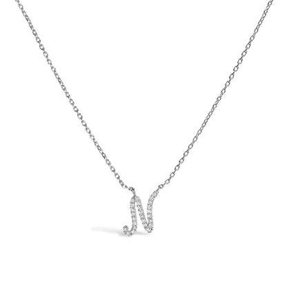 10K White Gold Diamond Accent "A" Initial Script Style Pendant Necklace Bids.com
