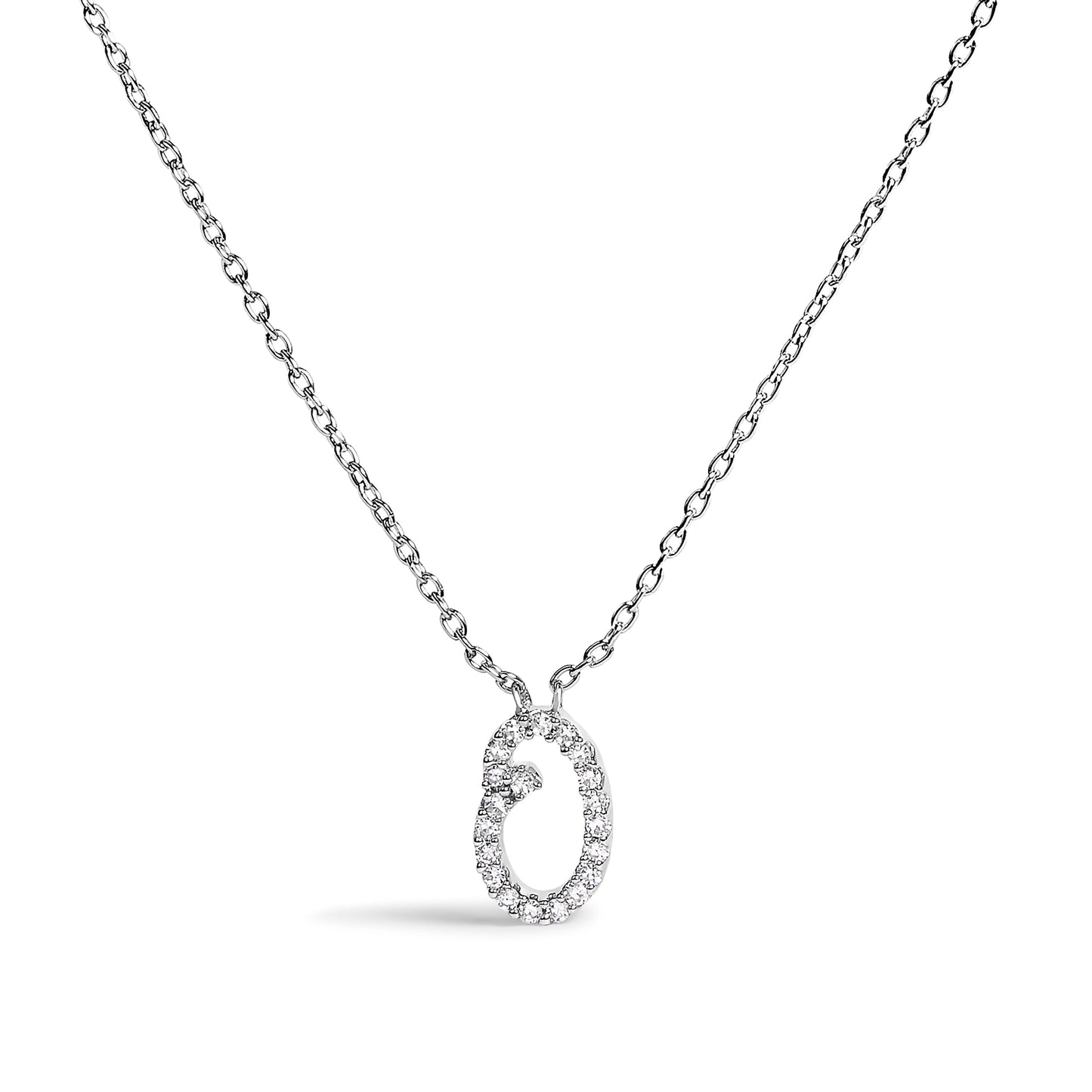 10K White Gold Diamond Accent "A" Initial Script Style Pendant Necklace Bids.com