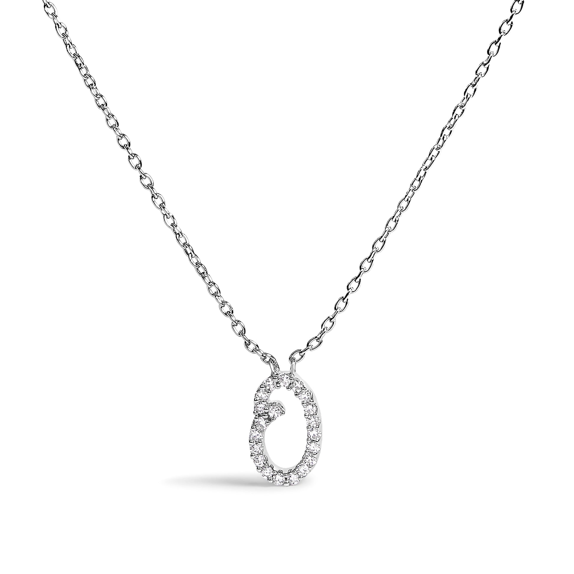 10K White Gold Diamond Accent "A" Initial Script Style Pendant Necklace Bids.com