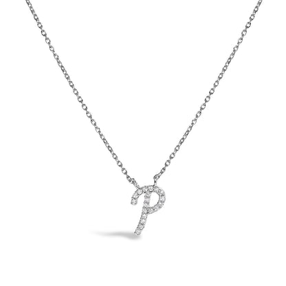 10K White Gold Diamond Accent "A" Initial Script Style Pendant Necklace Bids.com