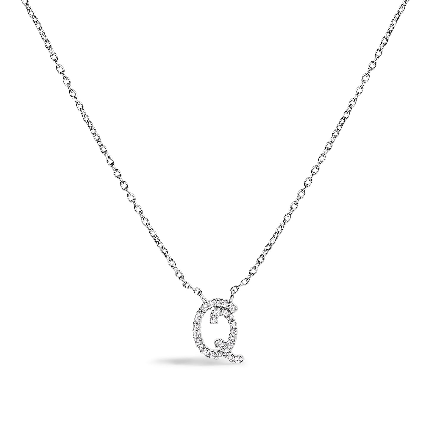 10K White Gold Diamond Accent "A" Initial Script Style Pendant Necklace Bids.com