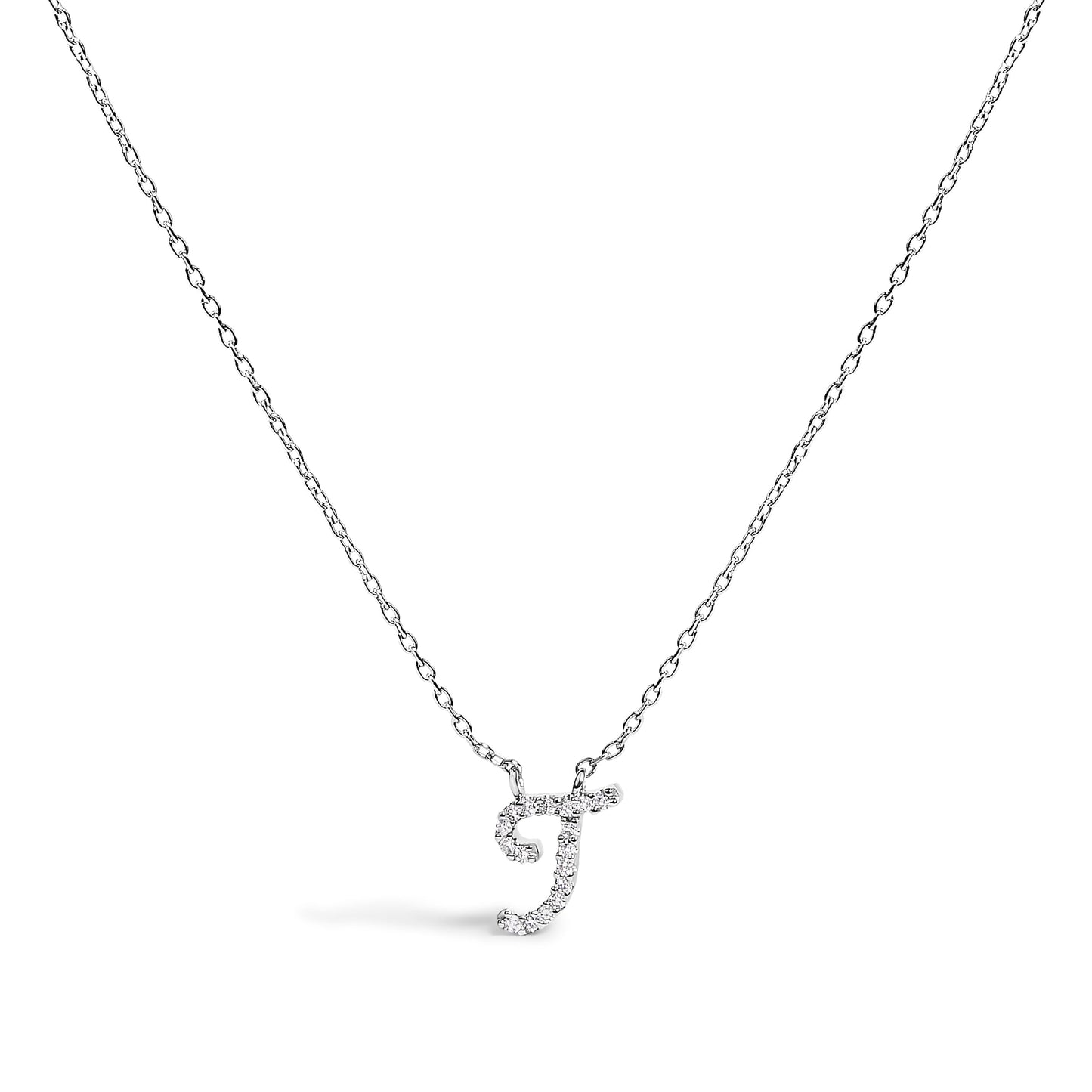 10K White Gold Diamond Accent "A" Initial Script Style Pendant Necklace Bids.com