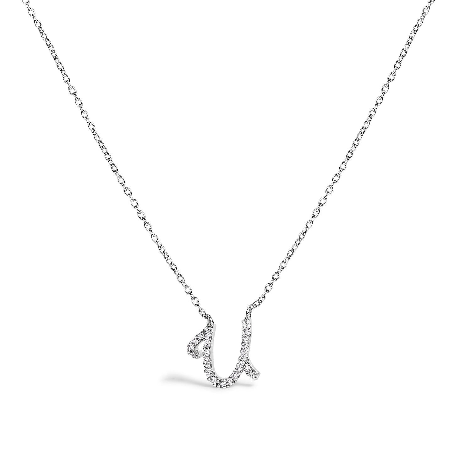 10K White Gold Diamond Accent "A" Initial Script Style Pendant Necklace Bids.com