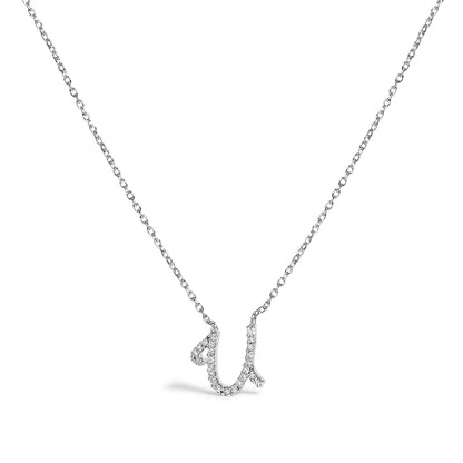 10K White Gold Diamond Accent "A" Initial Script Style Pendant Necklace Bids.com