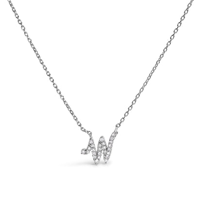 10K White Gold Diamond Accent "A" Initial Script Style Pendant Necklace Bids.com