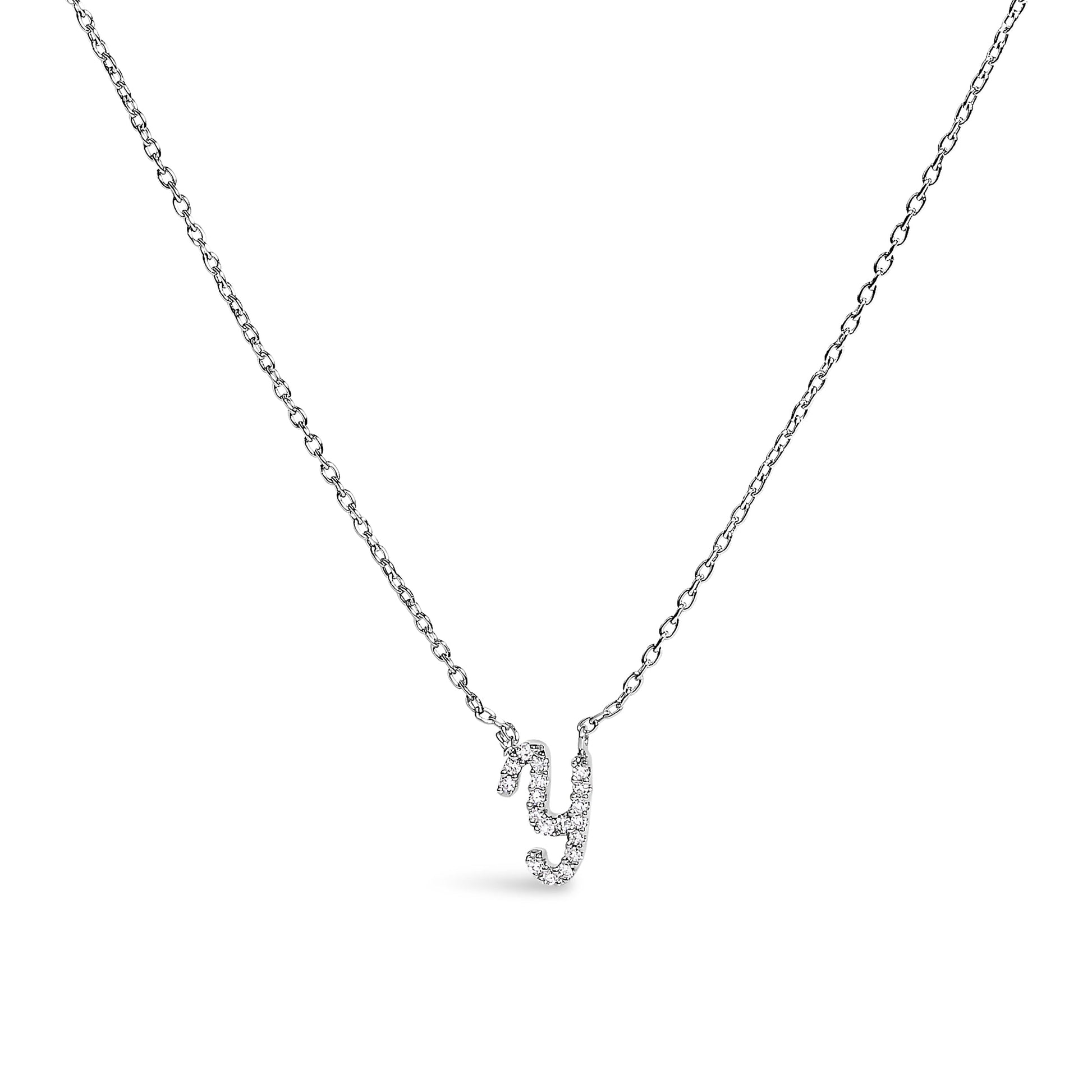 10K White Gold Diamond Accent "A" Initial Script Style Pendant Necklace Bids.com