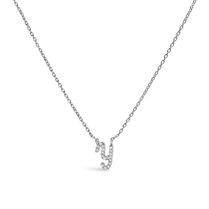 10K White Gold Diamond Accent "A" Initial Script Style Pendant Necklace Bids.com