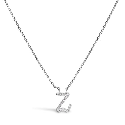 10K White Gold Diamond Accent "A" Initial Script Style Pendant Necklace Bids.com