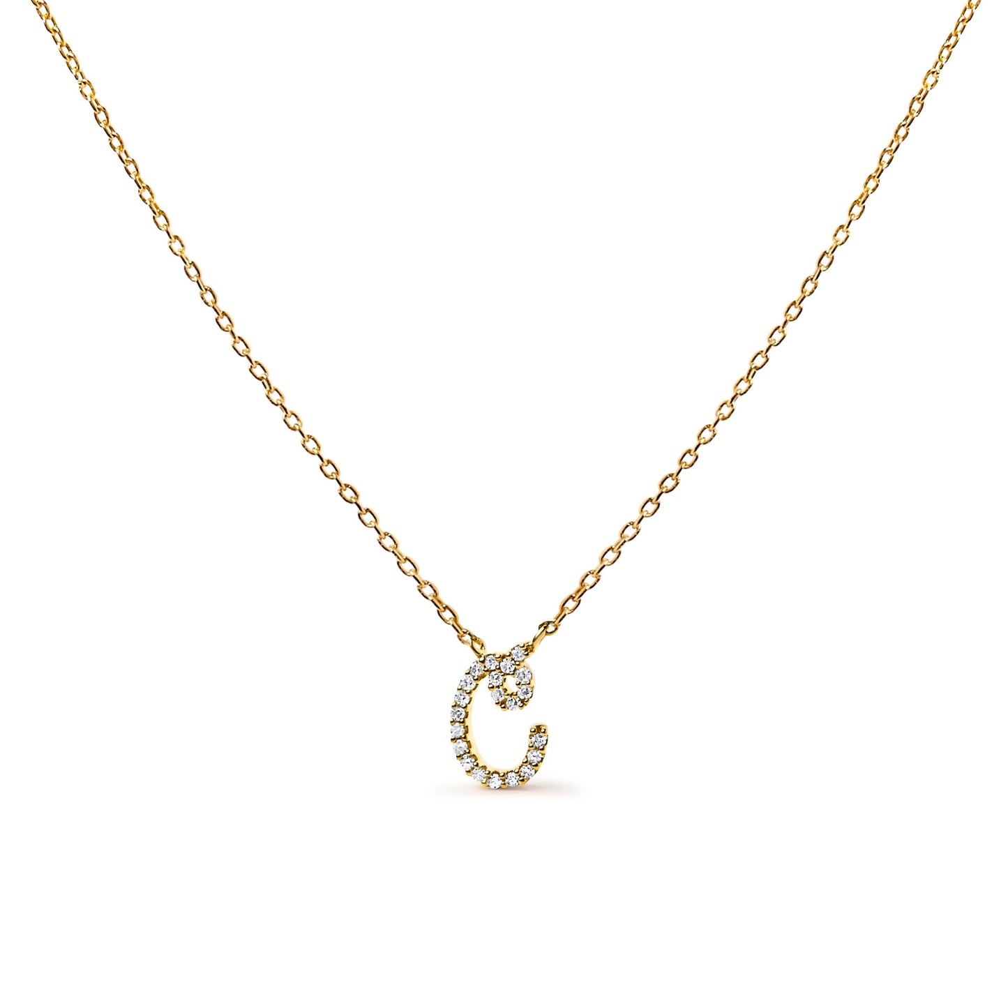 10K White Gold Diamond Accent "A" Initial Script Style Pendant Necklace Bids.com