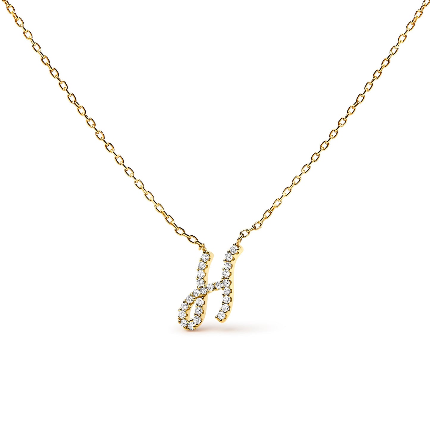 10K White Gold Diamond Accent "A" Initial Script Style Pendant Necklace Bids.com