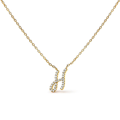 10K White Gold Diamond Accent "A" Initial Script Style Pendant Necklace Bids.com