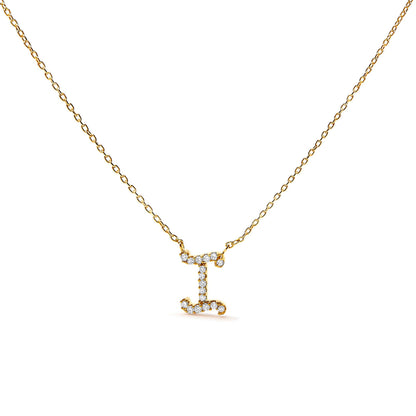 10K White Gold Diamond Accent "A" Initial Script Style Pendant Necklace Bids.com