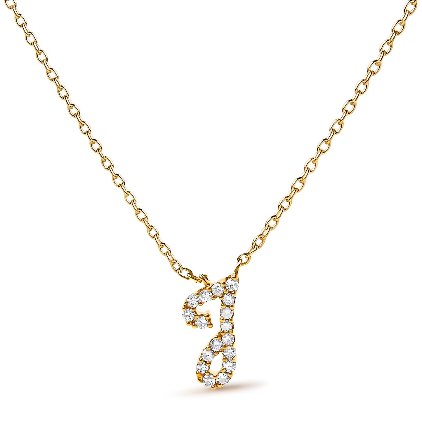 10K White Gold Diamond Accent "A" Initial Script Style Pendant Necklace Bids.com